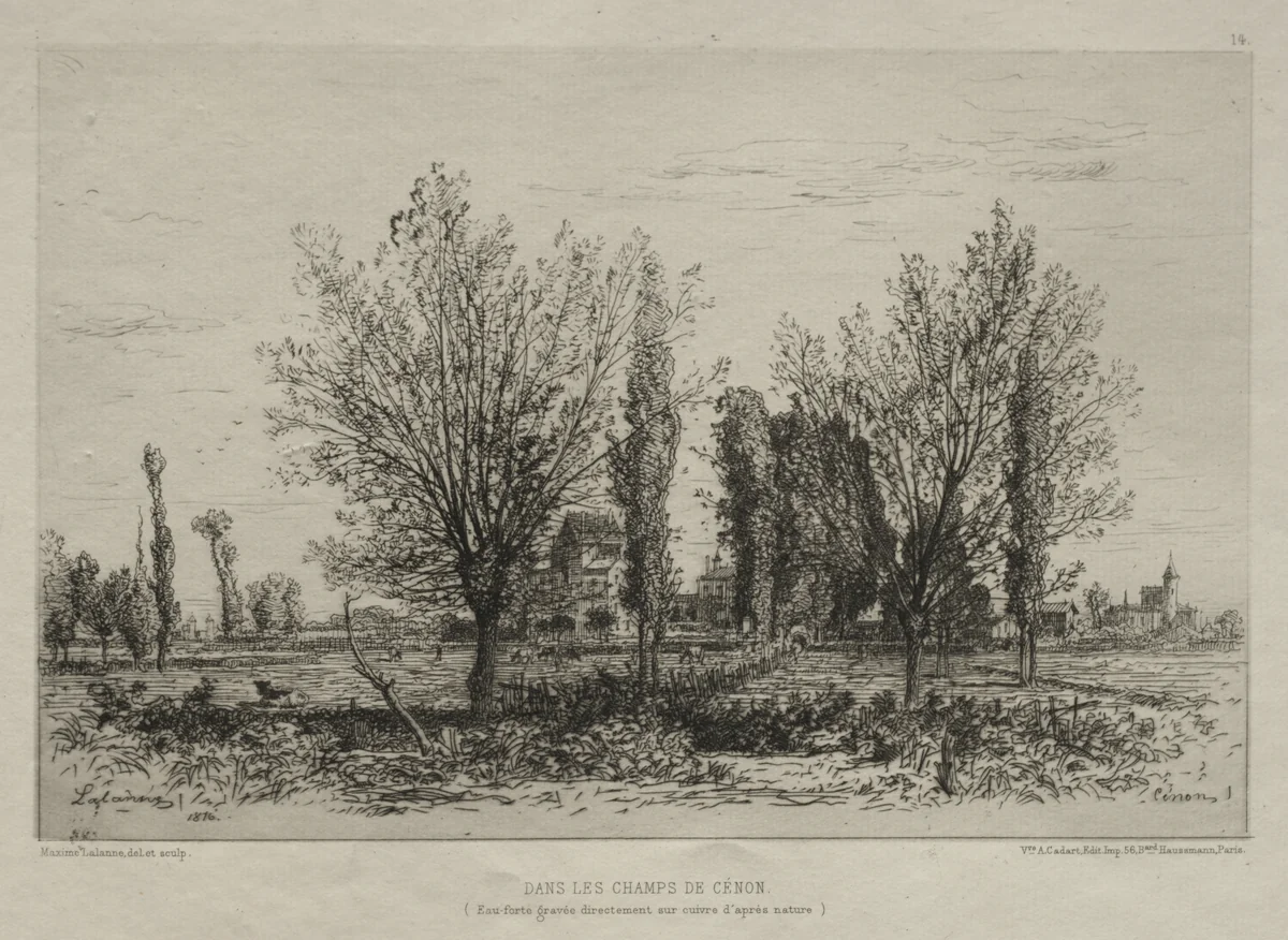 Dans les Champs de Cénon by Maxime Lalanne, print, 1876