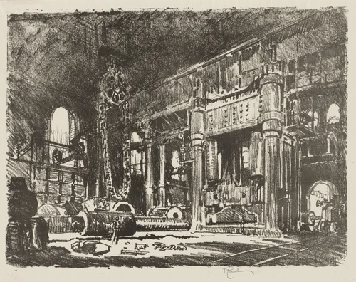 English War Work: The Gun Forge by Joseph Pennell, print, 1916