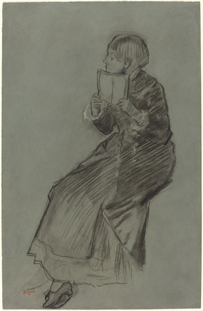 Woman Reading a Book by Edgar Degas, drawing, 1879