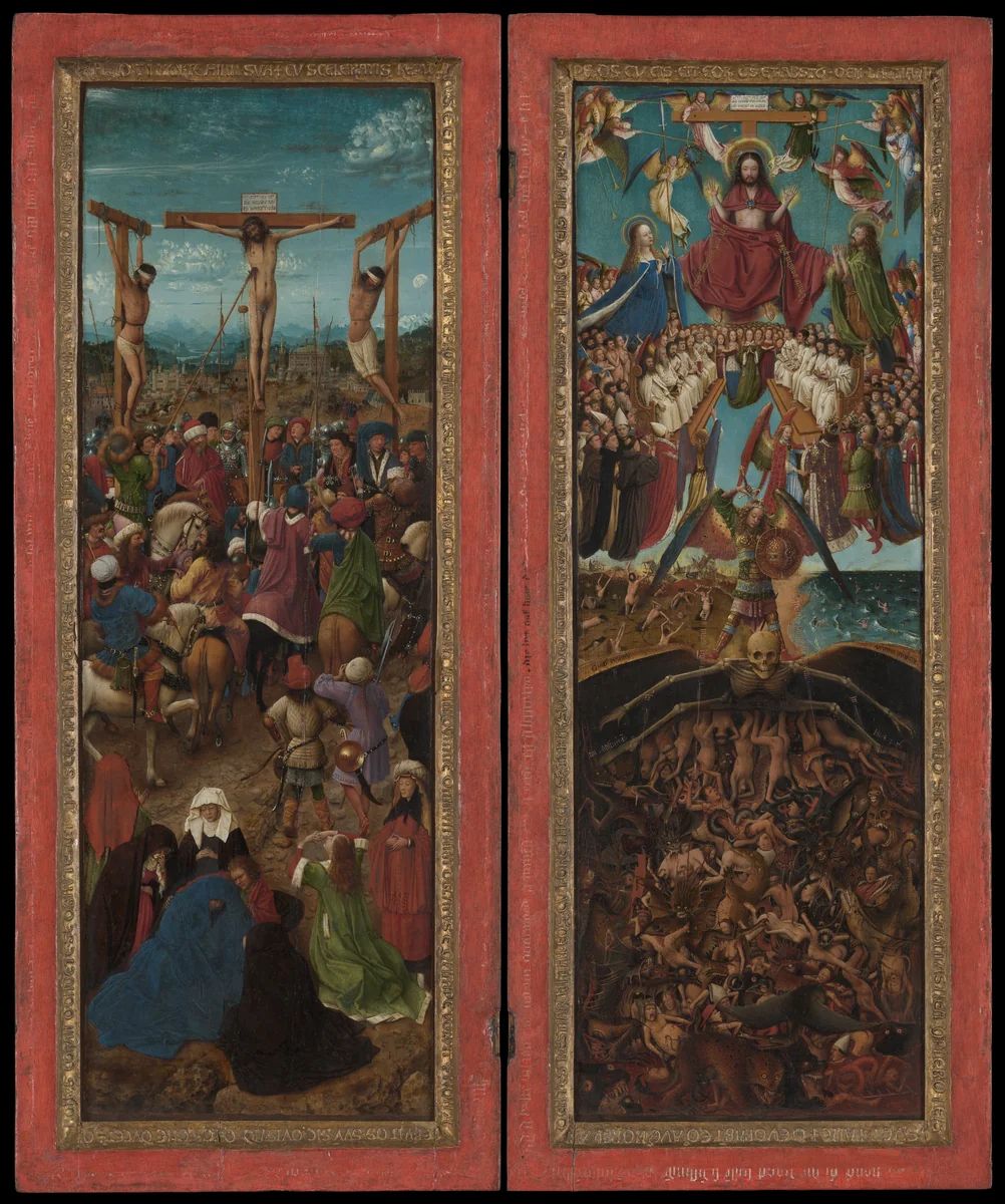 The Crucifixion; The Last Judgment by Jan van Eyck, painting, 1436-1438