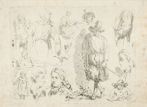 Studieblad met figuren by Pieter Gerardus van Os, print, 1791-1839