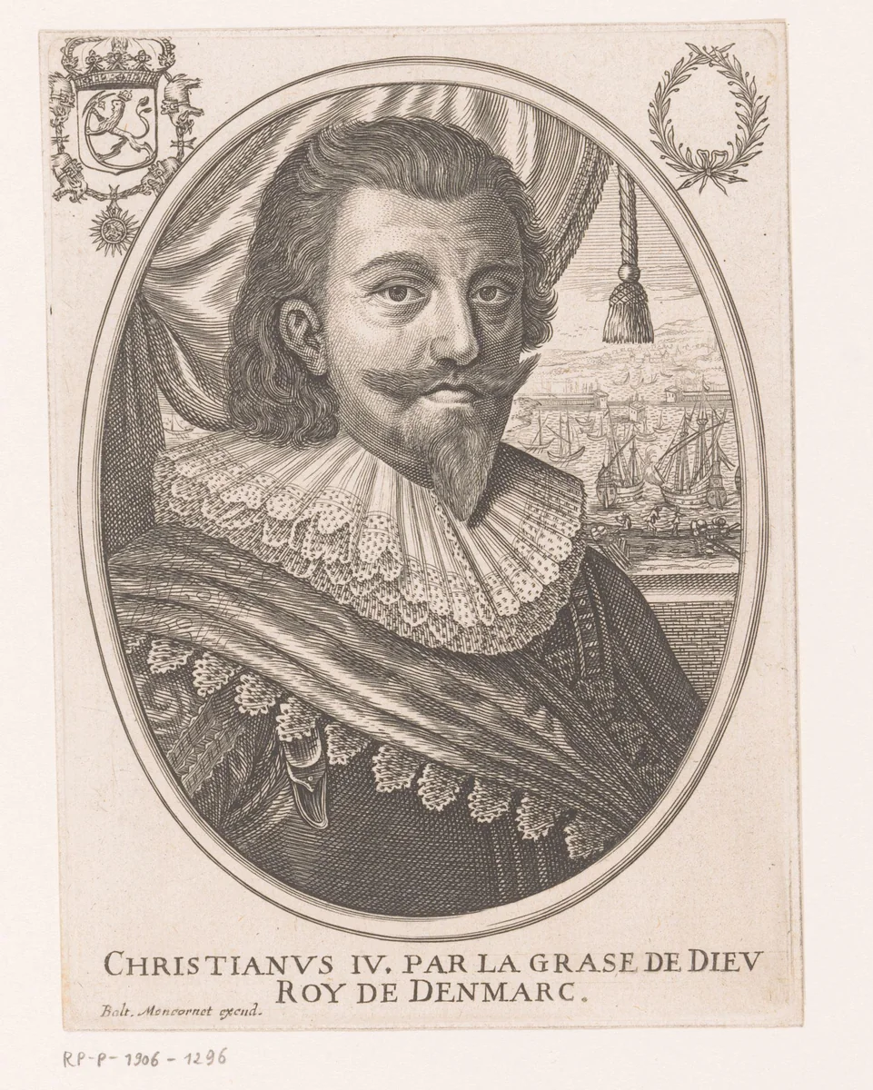 Portret van Christiaan IV van Denemarken by anonymous, print, 1610-1668
