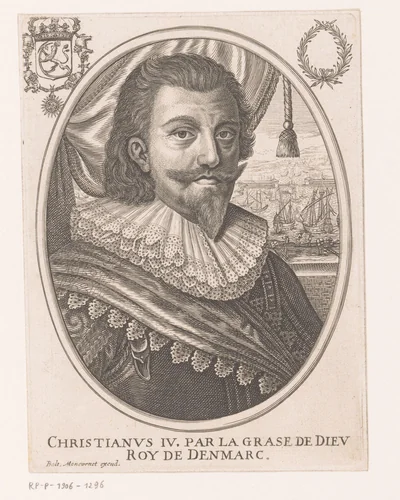 Portret van Christiaan IV van Denemarken by anonymous, print, 1610-1668