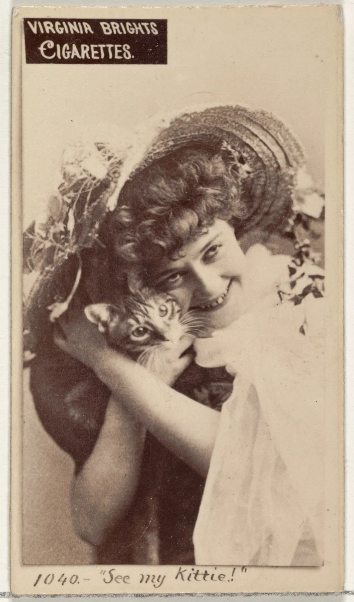 Card 1040, "See my Kittie!", from the Actors and Actresses series (N45, Type 2) for Virginia Brights Cigarettes by Allen & Ginter, photograph, 1885-1891