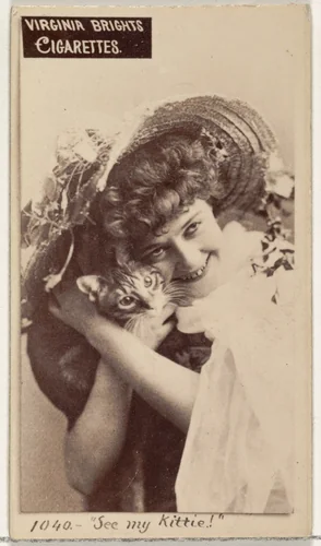 Card 1040, "See my Kittie!", from the Actors and Actresses series (N45, Type 2) for Virginia Brights Cigarettes by Allen & Ginter, photograph, 1885-1891