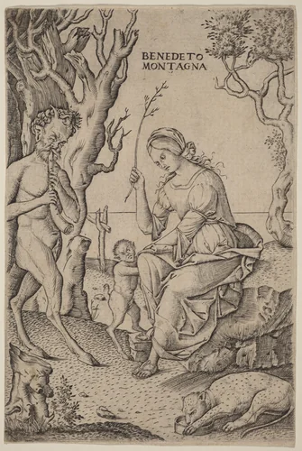 Satyr Family by Benedetto Montagna, print, 1512-1520