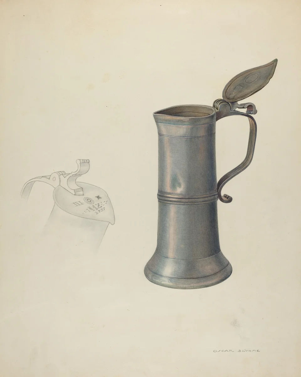 Pewter Tankard by Oscar Bluhme, index of american design, 1941