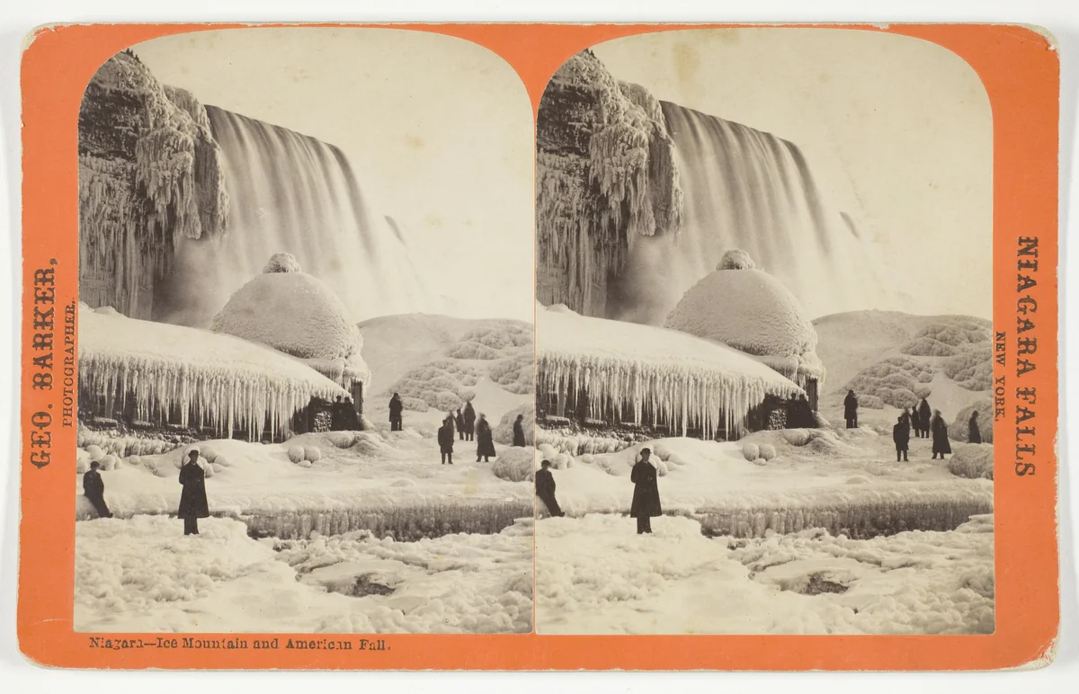 Niagara - Ice Mountain and American Fall, from the series "Niagara Falls, New York" by George Barker, photograph, 1875-1899