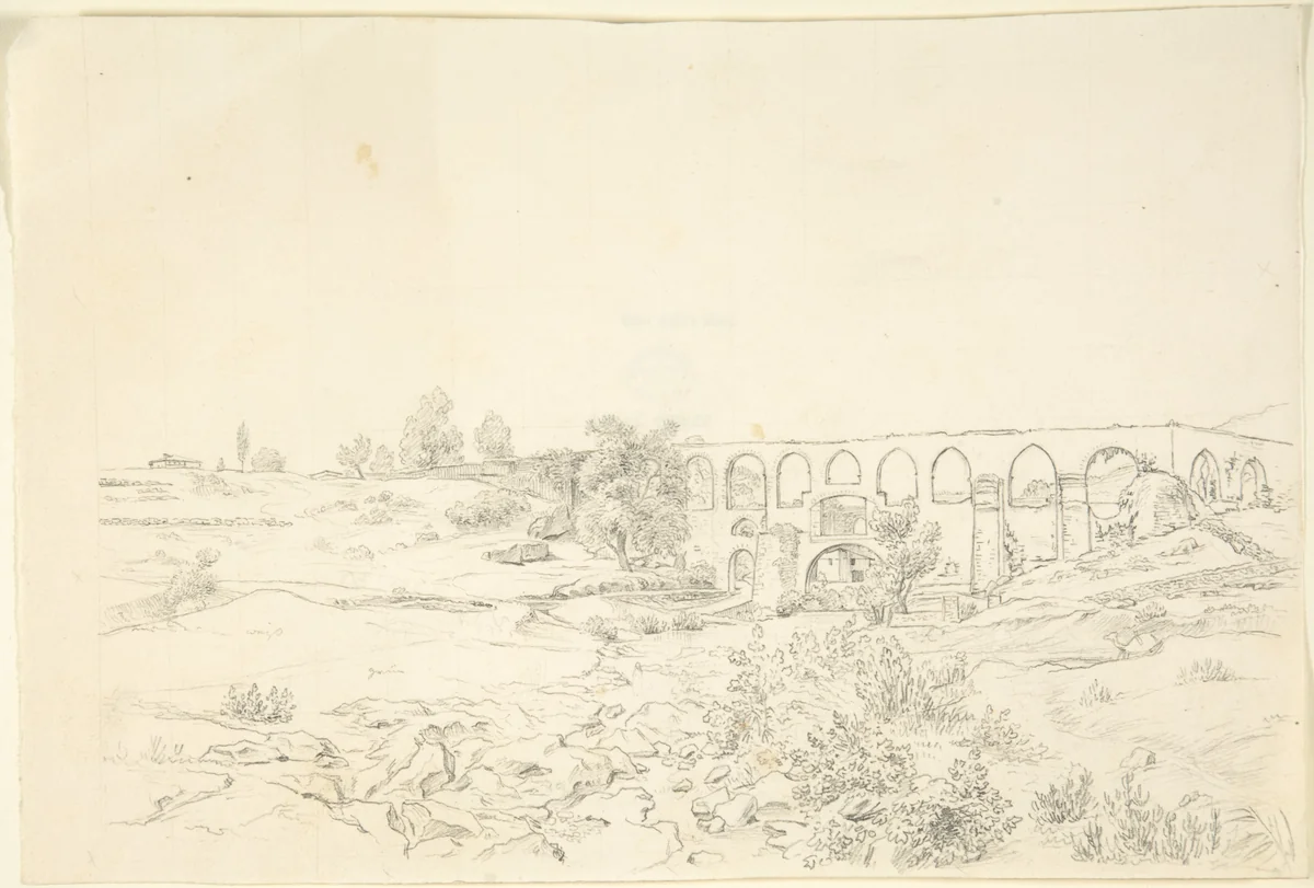 Landscape with Acquaduct near Smyrna by Franz von Hauslab, drawing, 1810-1883