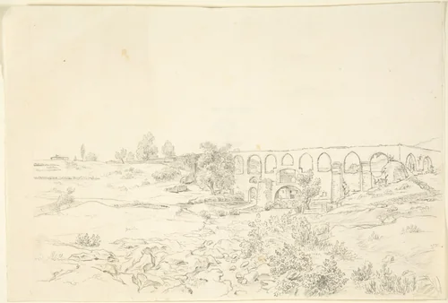 Landscape with Acquaduct near Smyrna by Franz von Hauslab, drawing, 1810-1883