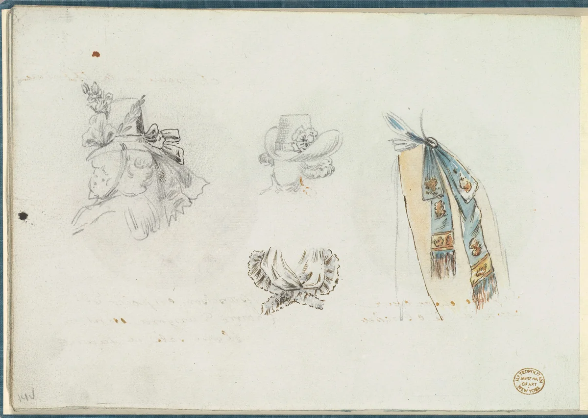 Four Designs of Costume Accessories by anonymous, other, 1785-1790