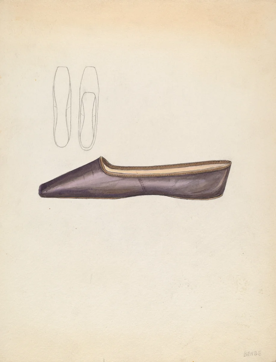Slipper by Jessie M Benge, index of american design, 1935-1942