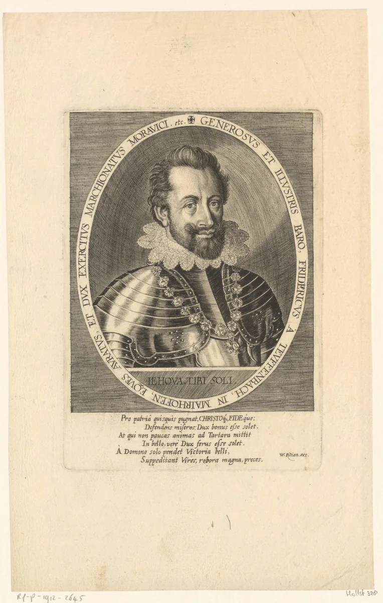 Portret van Friedrich von Teuffenbach by Wolfgang Kilian, print, 1619-1662