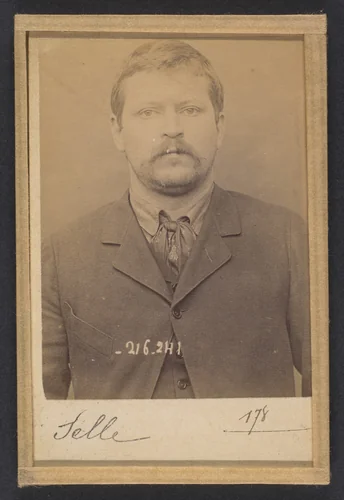 Selle. Louis- Désiré-Honoré. 31 ans, né à Bougival. Cordonnier. Anarchiste. 26/3/94. by Alphonse Bertillon, photograph, 1894