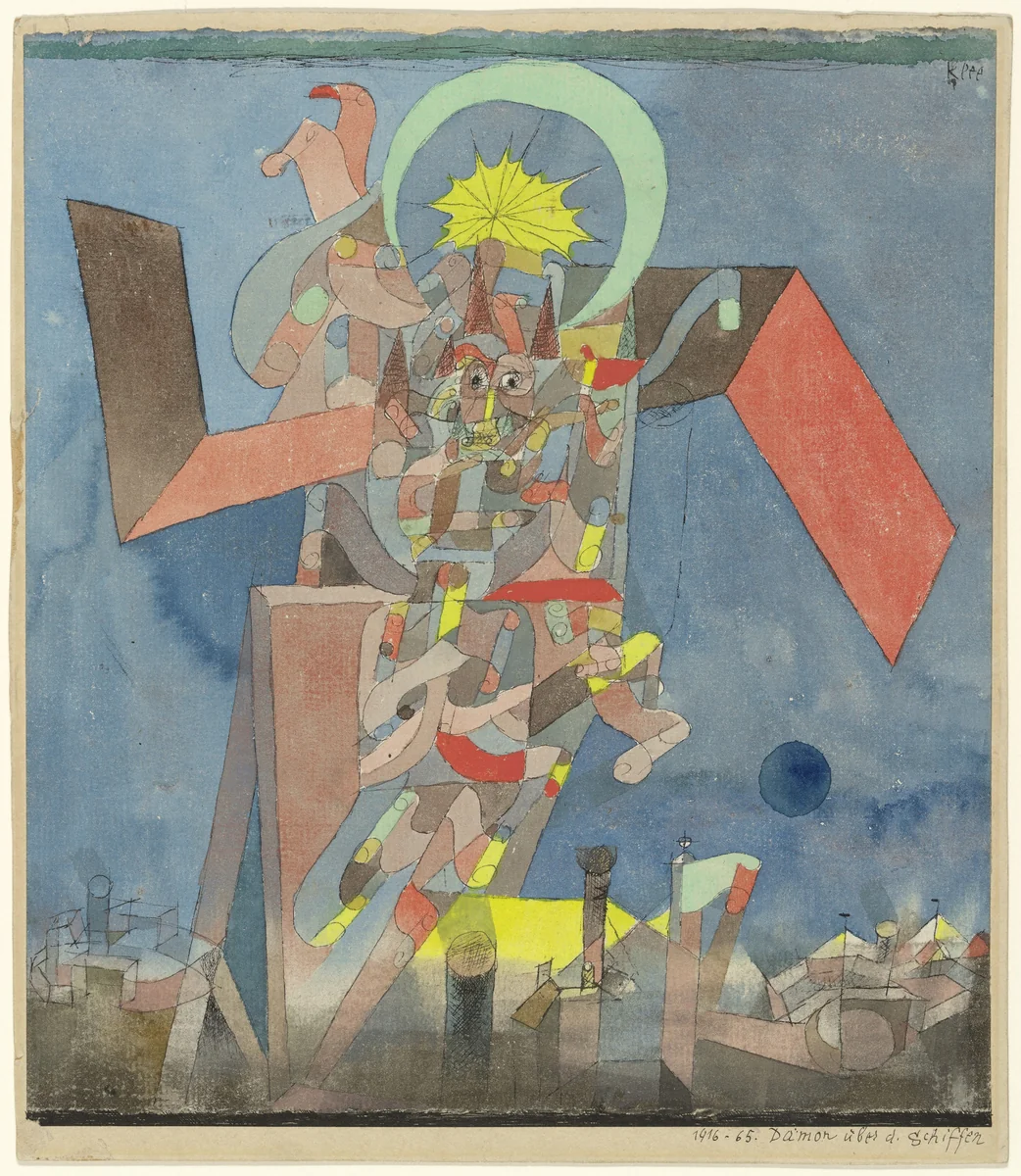 Demon above the Ships (Dämon über den Schiffen) by Paul Klee, drawing, 1916