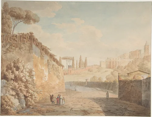 A Road below the Villa d'Este at Tivoli by Jean Thomas Thibault, drawing, 1770-1826