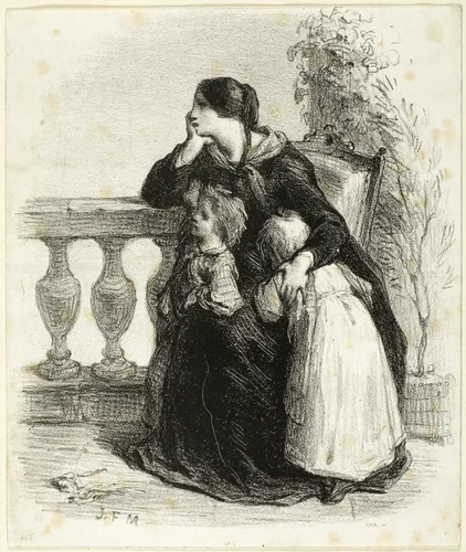 Where Can He Be? by Jean-François Millet, print, 1843-1853