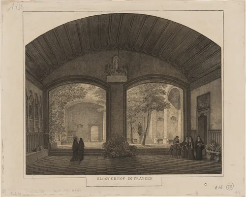 Klosterhof in Franken (Franconian Cloister) by Domenico Quaglio, print, 1817