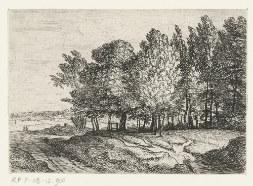 Bomen bij een pad by Lodewijk de Vadder, print, 1615-1655