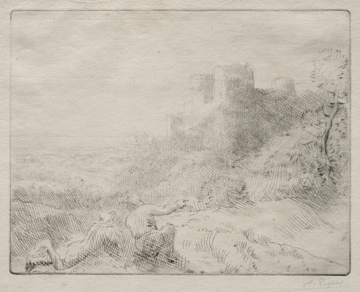 An Old Chateau by Alphonse Legros, print, 1857-1911