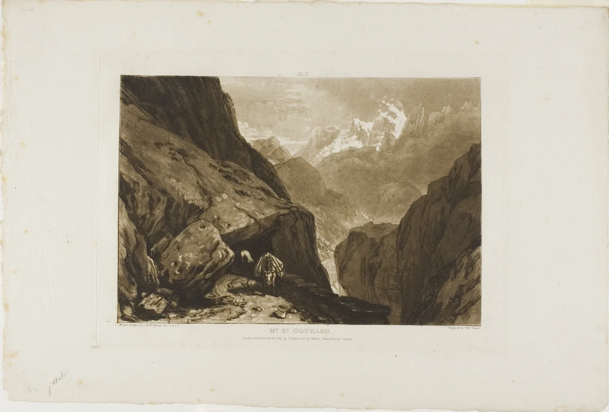 Mount Saint Gothard, plate 9 from Liber Studiorum by Joseph Mallord William Turner, print, 1808