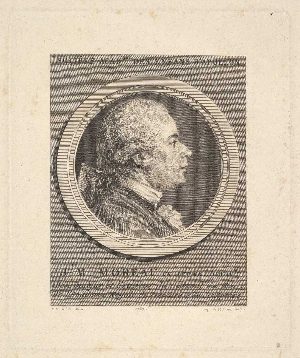 Portrait of Jean-Michel Moreau by Augustin de Saint-Aubin, print, 1787