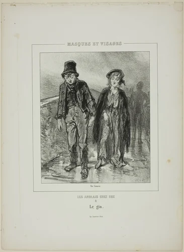 Les anglais chez eux: Le gin by Paul Gavarni, print, 1853