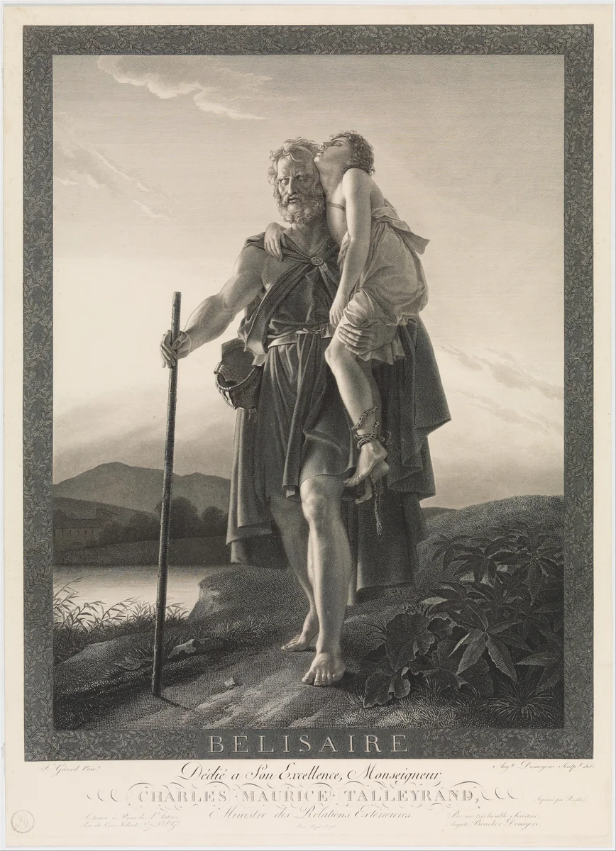 Belisarius by Auguste Gaspard Louis Boucher Desnoyers, print, 1806
