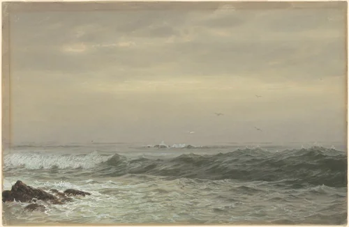 Rocks and Breaking Waves by William Trost Richards, drawing, 1865-1885