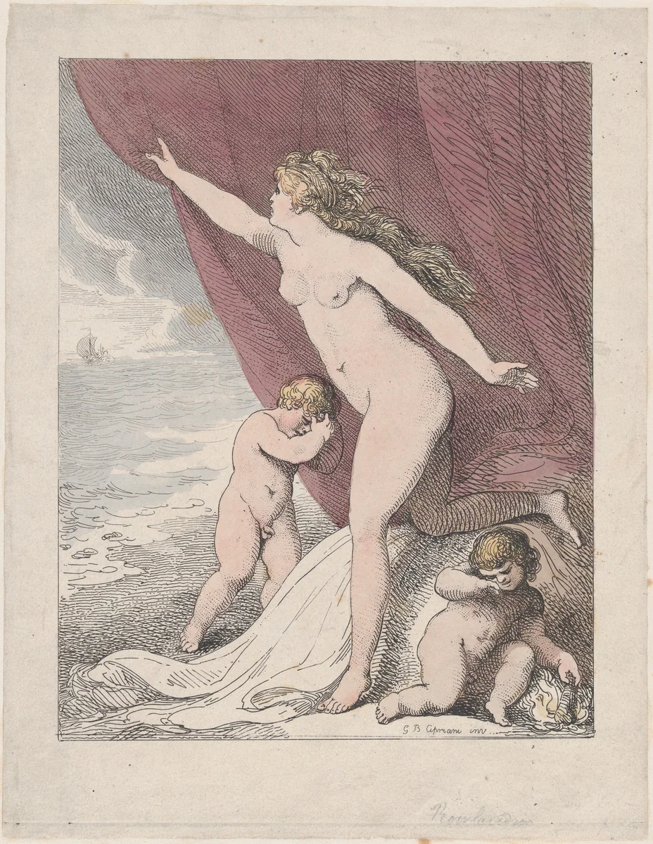 Ariadne Abandoned by Theseus by Thomas Rowlandson, print, 1790-1799