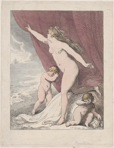 Ariadne Abandoned by Theseus by Thomas Rowlandson, print, 1790-1799