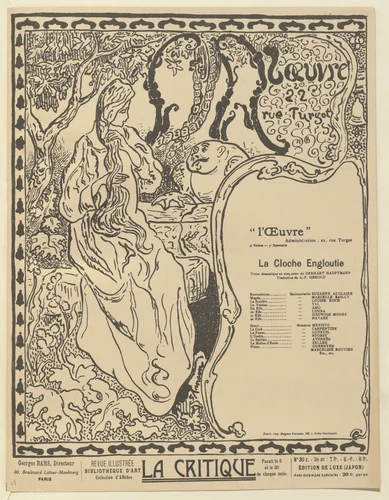 Program for The Sunken Bell (La Cloche engloutie) from The Beraldi Album of Theatre Programs by Paul Ranson, print, 1897