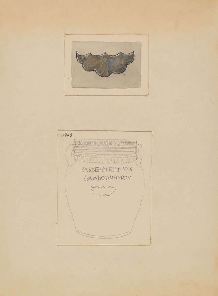 Crock by Yolande Delasser, index of american design, 1937