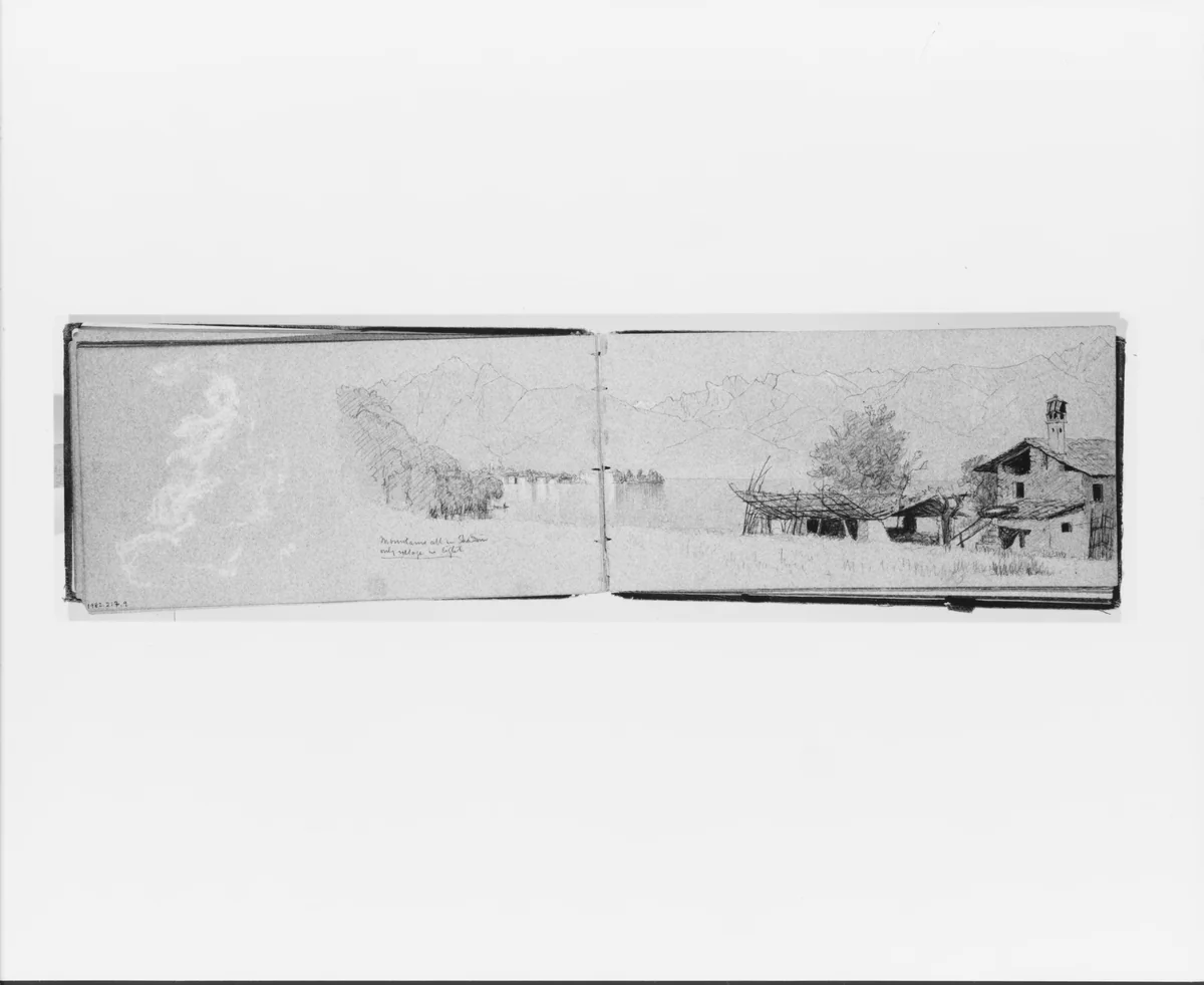 Cloud Study; Lake [Maggiore?] and Village (verso, from sketchbook) by Jervis McEntee, artwork, 1866-1869