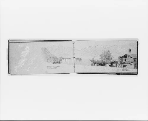 Cloud Study; Lake [Maggiore?] and Village (verso, from sketchbook) by Jervis McEntee, artwork, 1866-1869