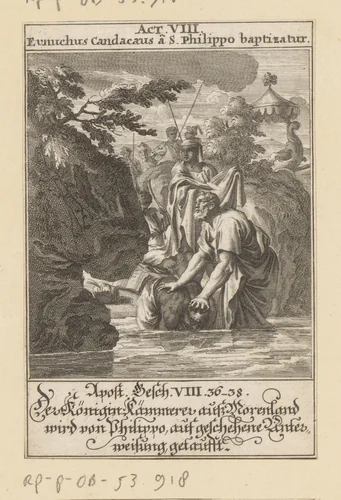 Apostel Filippus doopt de kamerling by anonymous, print, 1697