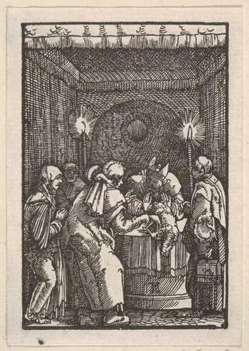 Joachim's Sacrifice Refused by the Priest, from "The Fall and Salvation of Mankind Through the Life and Passion of Christ" by Albrecht Altdorfer, print, 1508-1518