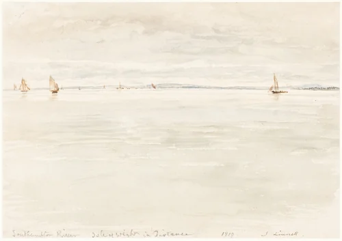 Sailboats on Southampton River by John Linnell, drawing, 1819