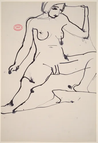 Untitled [seated female nude with legs apart] [recto] by Richard Diebenkorn, drawing, 1955-1967
