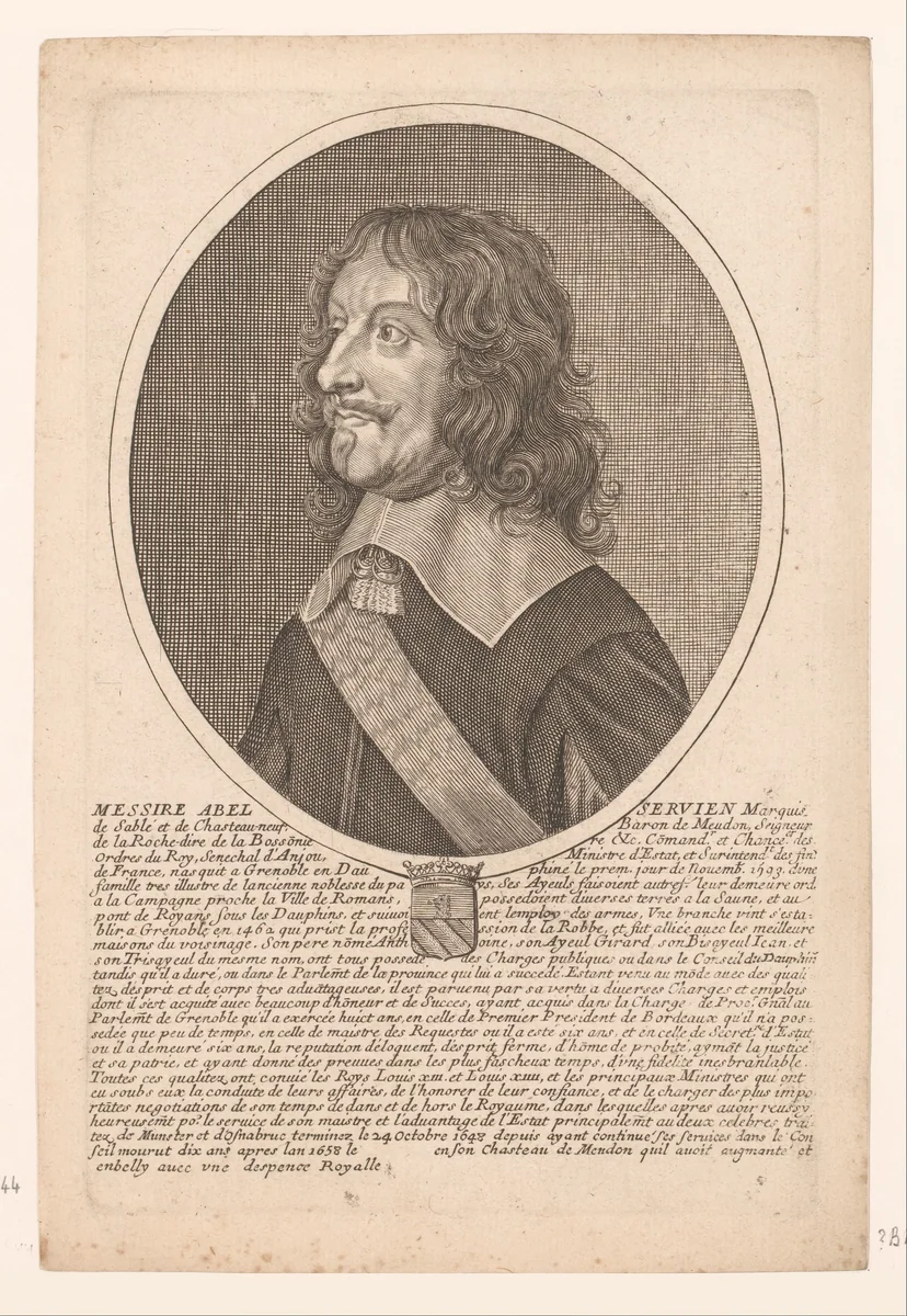 Portret van Abel de Servien by Pierre Daret, print, 1652-1656