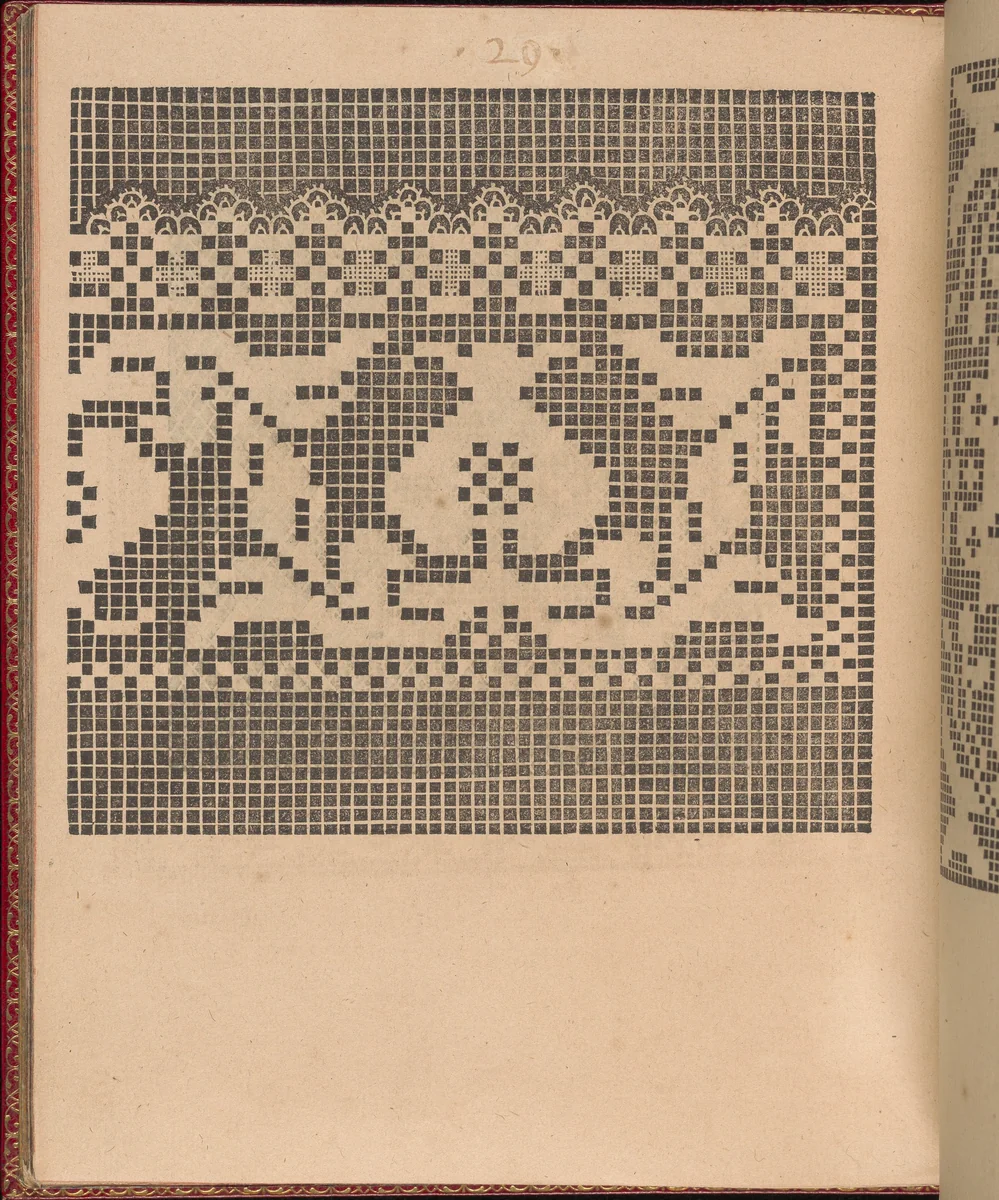 Les Singuliers et Nouveaux Portraicts... page 55 (verso) by Federico de Vinciolo, book, 1588