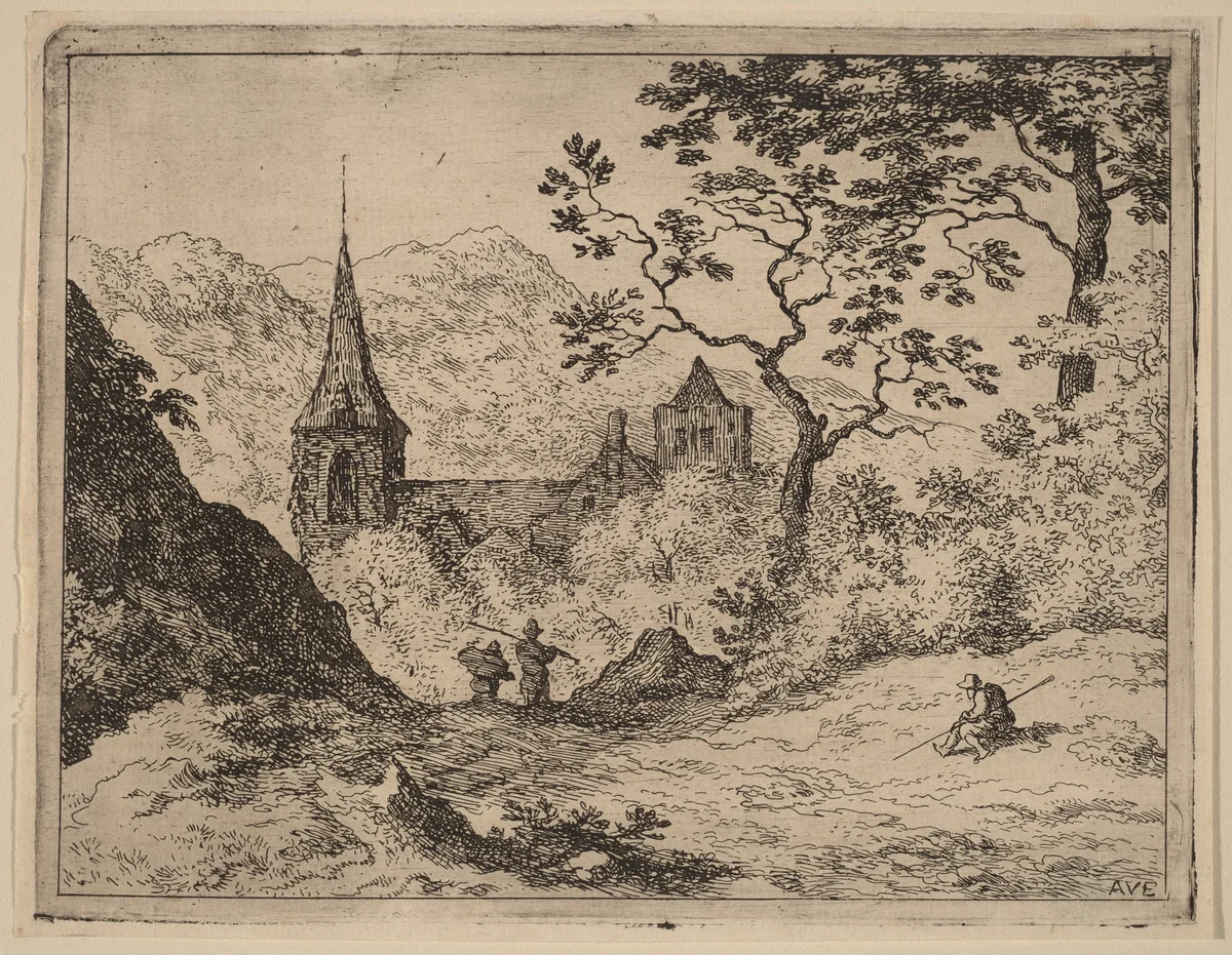 The Steeple by Allart van Everdingen, print, 1645-1656