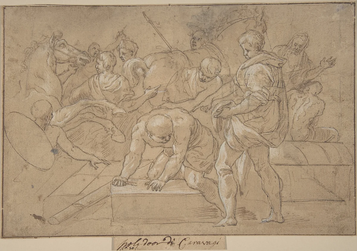 Historical Scene (Composition Study for Chapelle de Guise) by Niccolò dell' Abate, drawing, 1520-1571
