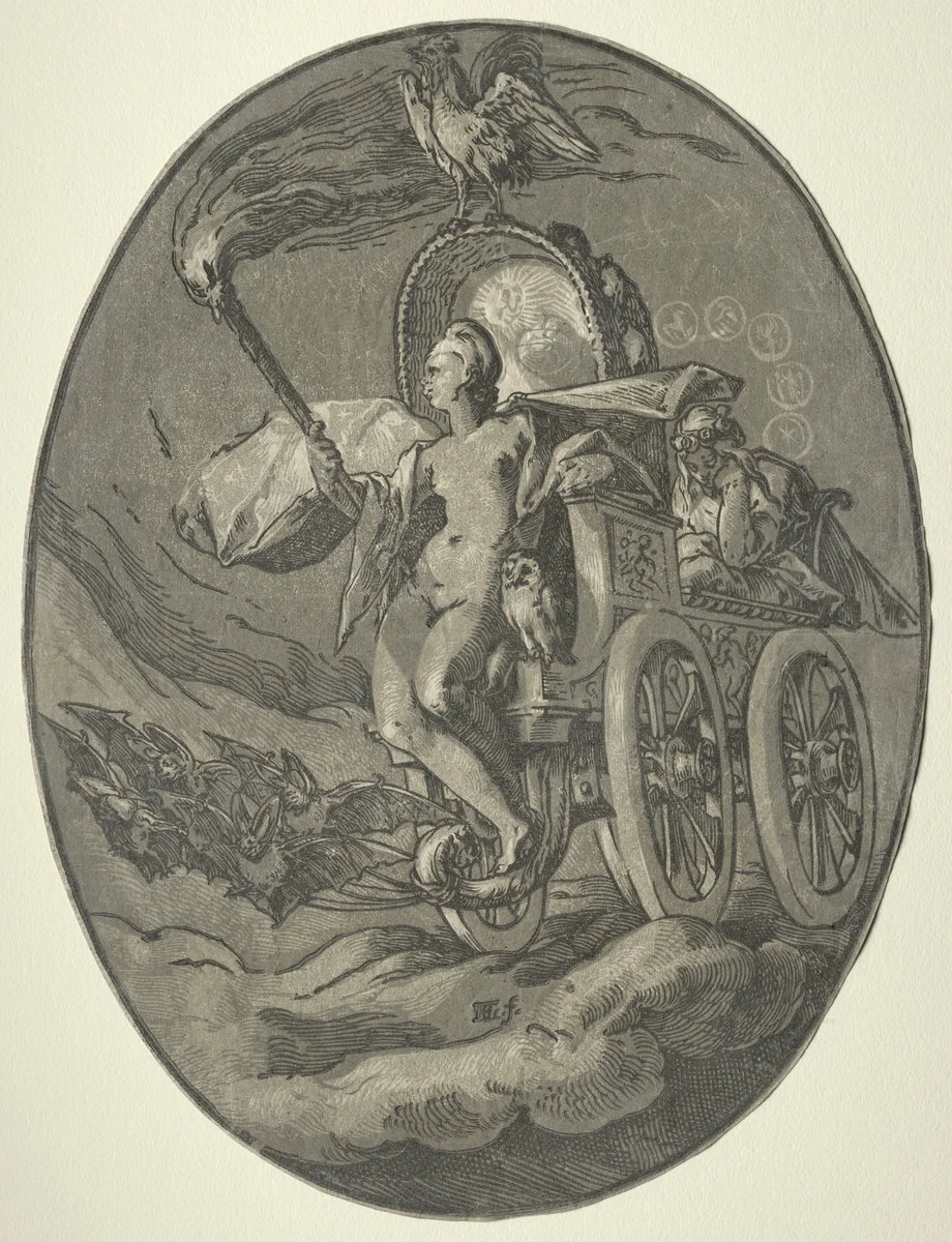 Seven Deities: Nox (Night) by Hendrick Goltzius, print, 1588-1590