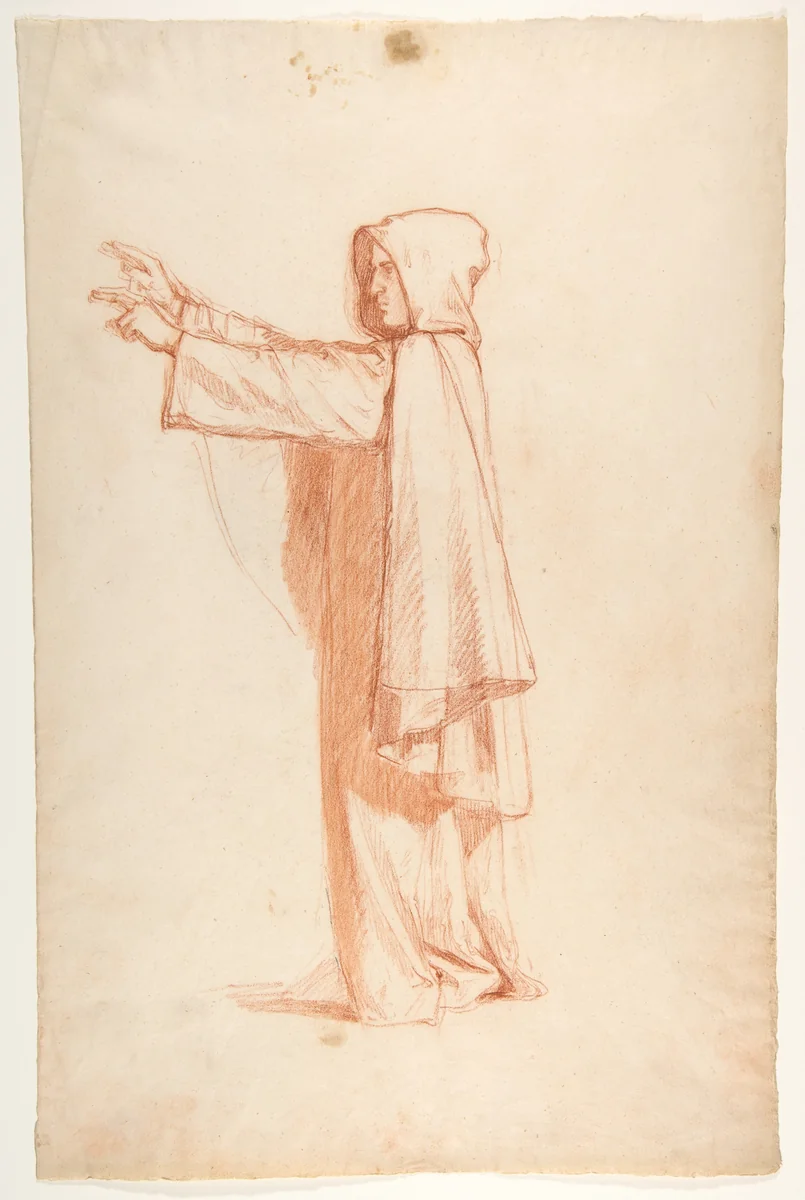Monk (lower register; study for wall paintings in the Chapel of Saint Remi, Sainte-Clotilde, Paris, 1858) by Isidore Pils, drawing, 1830-1875