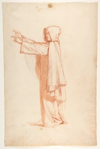 Monk (lower register; study for wall paintings in the Chapel of Saint Remi, Sainte-Clotilde, Paris, 1858) by Isidore Pils, drawing, 1830-1875