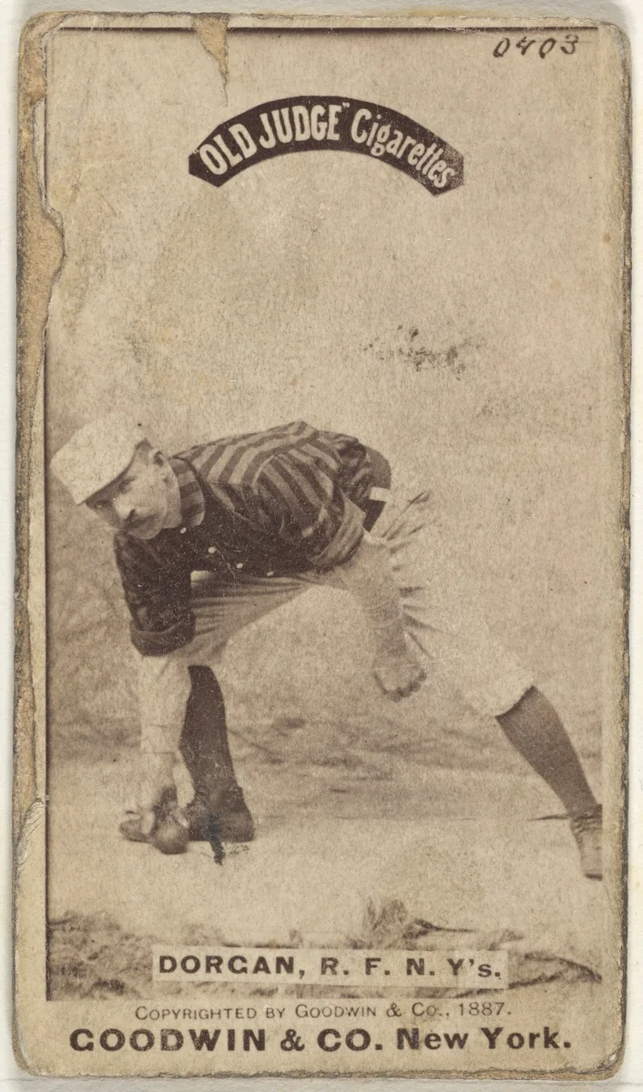 Michael Cornelius Dorgan, Right Field, New York, from the Old Judge series (N172) for Old Judge Cigarettes by Goodwin & Company, photograph, 1887
