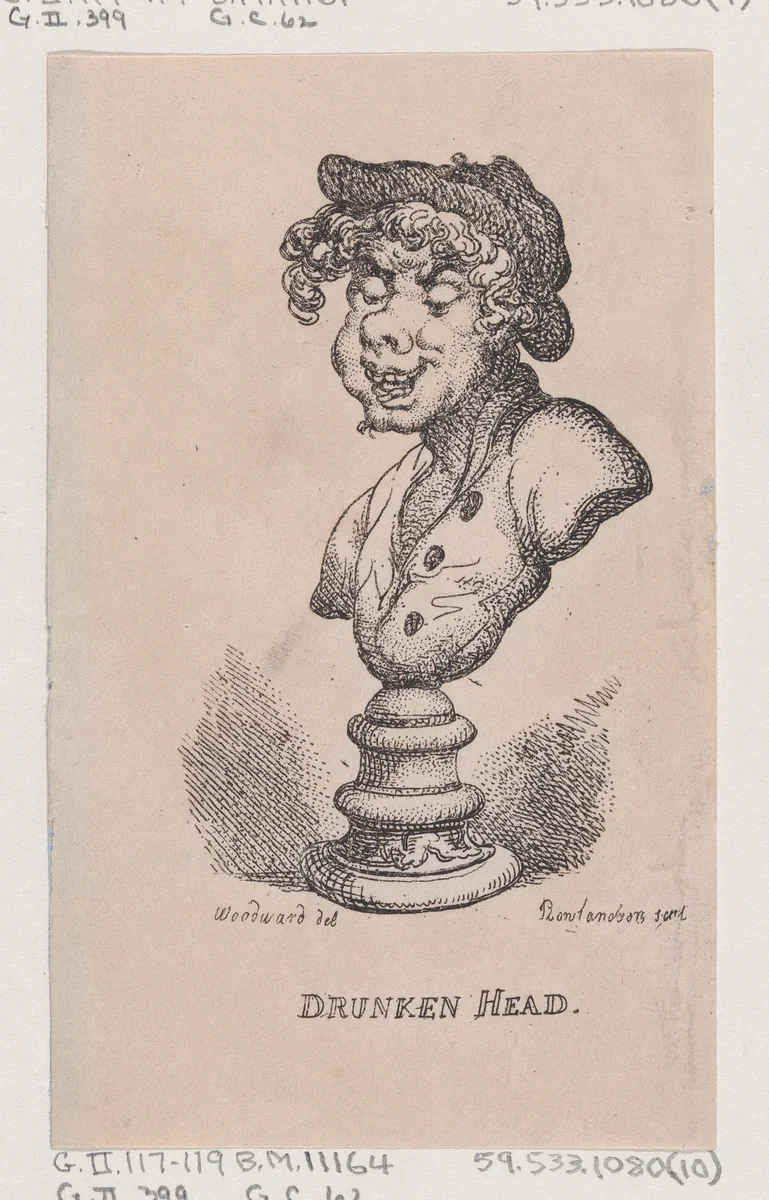 Drunken Head by Thomas Rowlandson, print, 1808