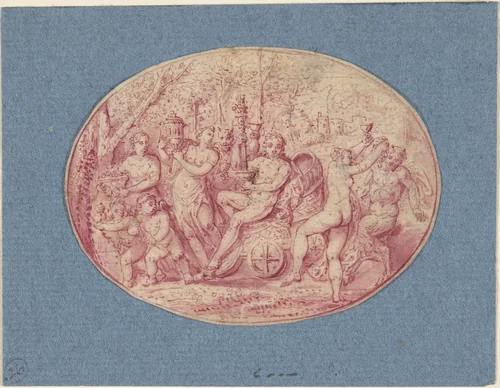 Ornamental design of Bacchanalia by anonymous, drawing, 1600-1700