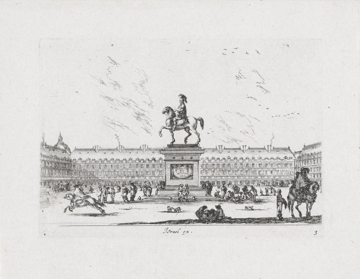 Place des Vosges in Parijs by Stefano della Bella, print, 1642